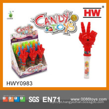 Brinquedos de plástico engraçado mão com Soft Candy armas Toy itens promocionais 2015 (12pcs / caixa de exibição)